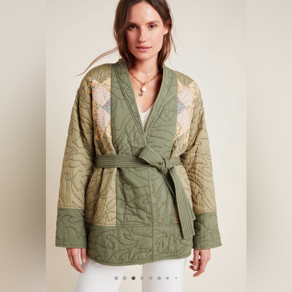 NWOT Anthropologie Othilia Quilted Patchwork Kimono Jacket  S